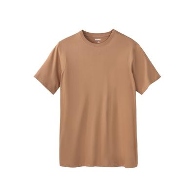 Men's Big & Tall Shrink-Less Lightweight Longer-Length Crewneck T-Shirt by KingSize in Light Coffee (Size 2XL)