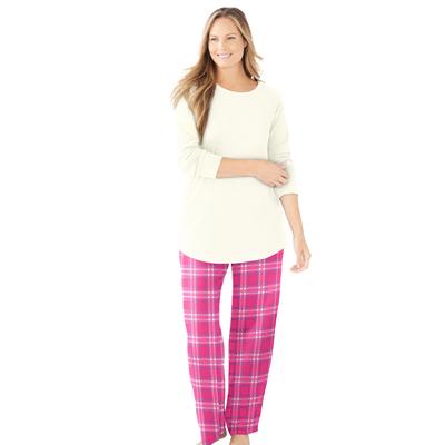 Plus Size Women's Thermal PJ Set by Only Necessities in Raspberry Sorbet Plaid (Size 30/32) Pajamas