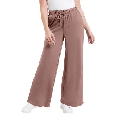 Plus Size Women's French Terry Wide-Leg Pant by June+Vie in Burlwood (Size 26/28)