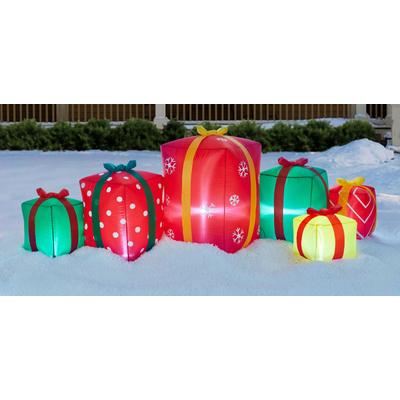 8 Pre-lit Inflatable Christmas Gift Box Set by BrylaneHome in Gift Box
