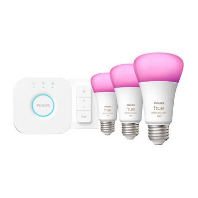 Philips Hue E26 Starter Kit with Dimmer Switch (White & Color Ambiance) 556704