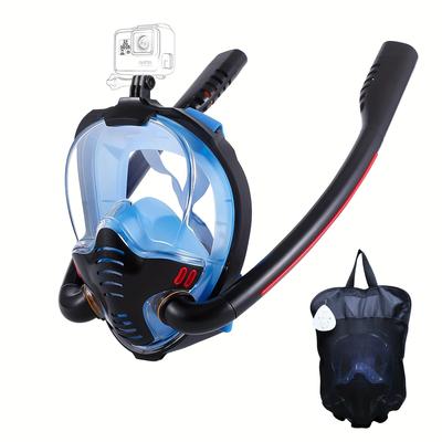 TEMU Full Face Snorkel Mask, 180 Degree Panoramic Hd View Snorkeling Mask, Anti-leak Dry Top Set For Adults