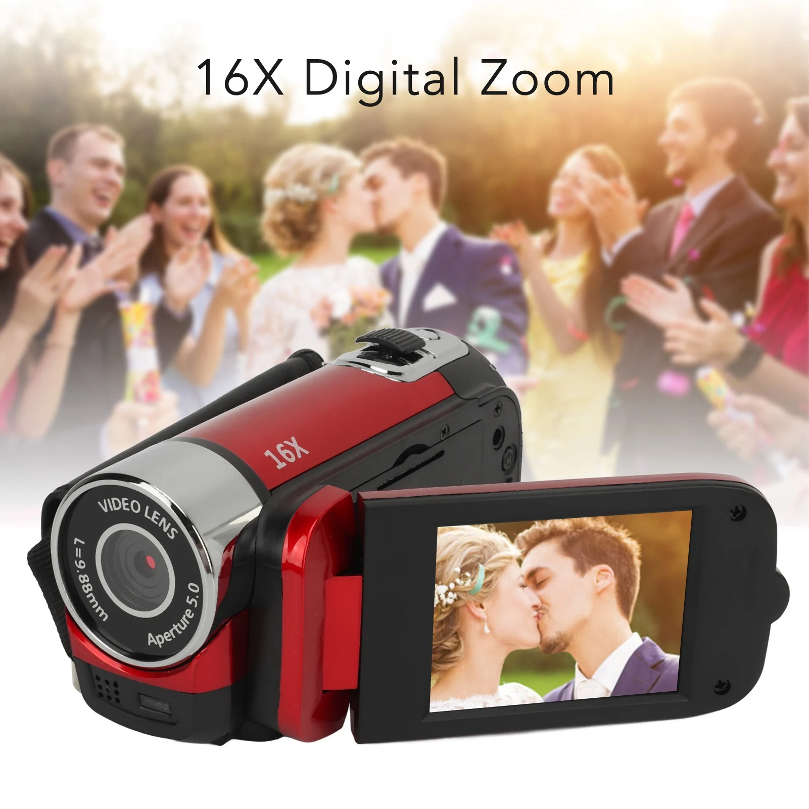 Fotocamera digitale D90 1080P 16MP videocamera con schermo girevole da 2.4 pollici videoregistratore HD con Zoom 16X con videocamera HD con luce di riempimento