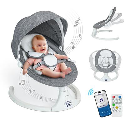 Babyschaukel elektrische Babywippe 5 Gänge mit bluetooth Musik und Fernbedienung, Wiederaufladbarer Image