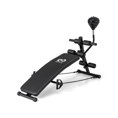 Costway Adjustable Decline Sit Up Bench for Exercise for Home Gym with Speed Ball and 2 Resistance Bands