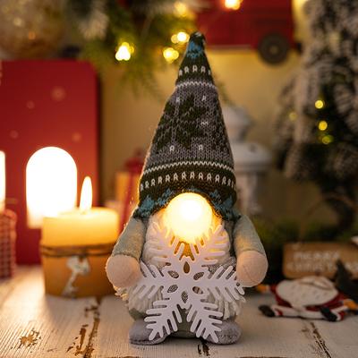 1pc Gnome Christmas Faceless Doll with LED Light, Rustic Knitted Luminous Rudolph Gnome for Holiday Room, Home, Office, and Christmas Themed Party Decorations