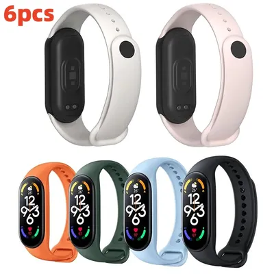 6PCS Strap für Xiaomi Mi Band 7 6 5 4 3 Sport Armband Silikon Handgelenk Band Für Xiaomi Mi Band 4 5 6 Weiche Smart Uhr TPU Strap Image
