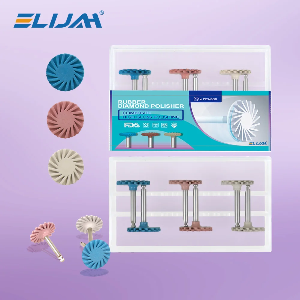 6 teile/schachtel Zahn gummi polierer Verbund harz Polieren Diamant system Ra Disc Kit 14mm Rad Spiral Flex Bohrer Werkzeuge Image