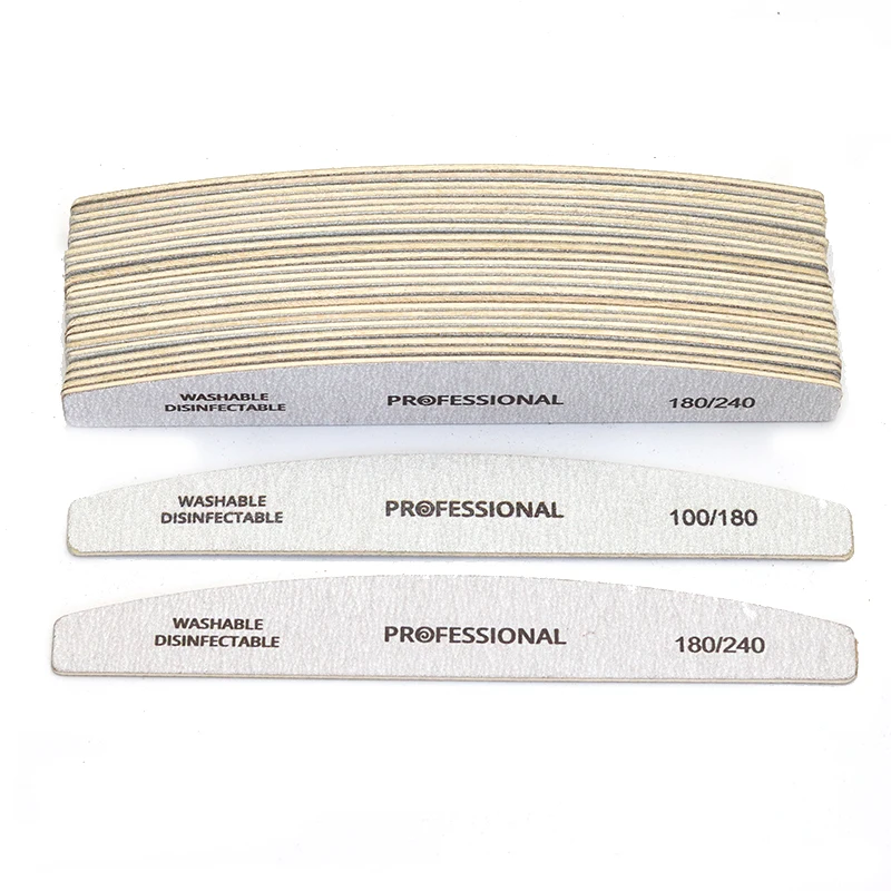 10er-Set Holz-Nagelfeilen, professionelle doppelseitige Nagelfeilen, Maniküre-Puffer, graue Boot-Feilen, Pediküre-Puffer, Körnung 100/180/240 Image