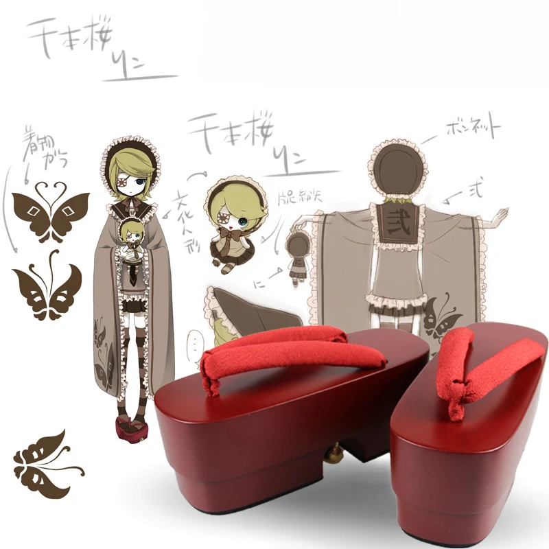 Japanische geta anime coplay schuhe cos keils andalen frauen pantoffeln holz sohle flip flops hausschuhe japanische geta clogs schuhe