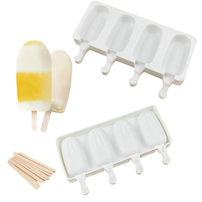 4 Loch Silikon Eisform DIY Schokolade Dessert Eis am Stiel Formen Tablett Eiswürfel Maker hausgemachte Werkzeuge Sommer Party liefert Image