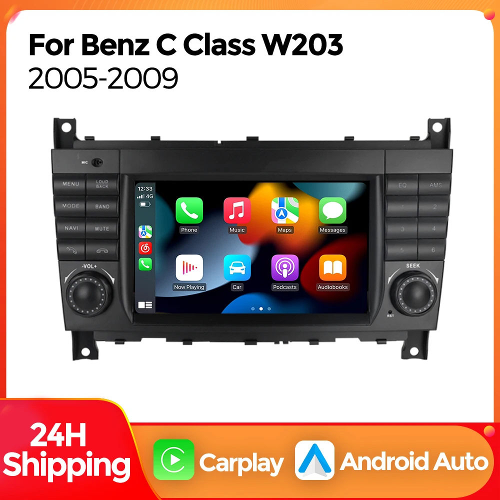 Mekede android auto carplay autoradio multimedia player für mercedes benz clc w203 c-klasse c180 c200 clk200 clk w209 autoradio