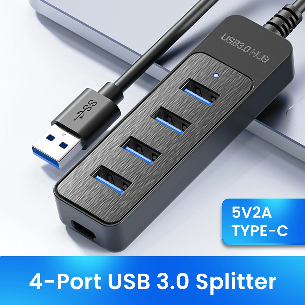 USB 3.0 Netzteil 4-Port Multi USB Splitter Hub USB Hub 2.0 Typ C HUB Mehrere Expander Hohe Geschwindigkeit für Computer Zubehör Image