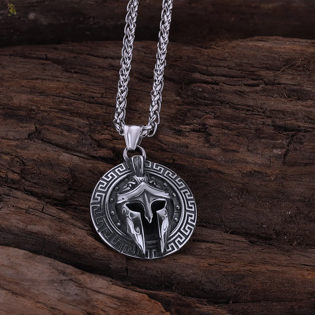 Edelstahl Viking Sparta Krieger Maske Halskette Männer Handgemachte Metall Kelten Knoten Anhänger Punk Hip Hop Party Club Biker Schmuck Image