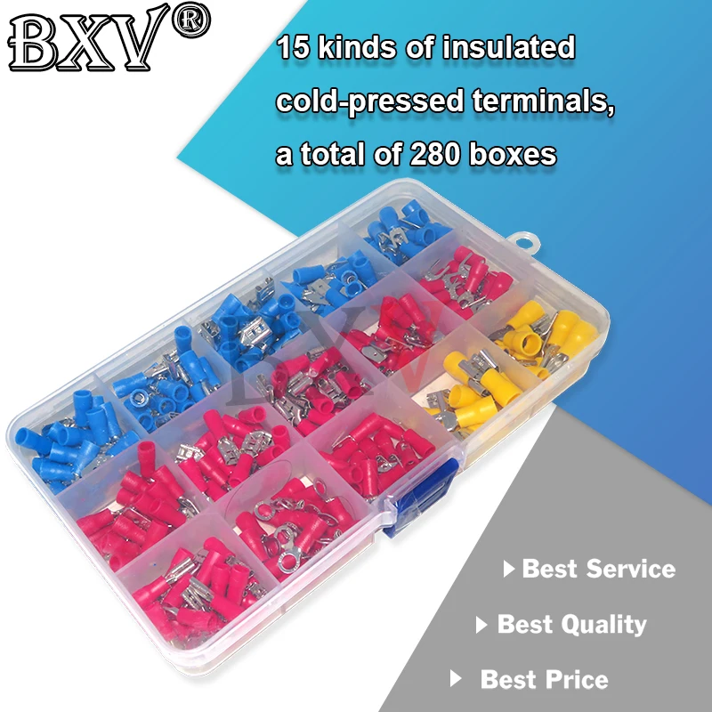 280 teile/satz Kabels chuhe Sortiment Kit Draht flache Buchse und Stecker isolierte elektrische Drahtseil verbinder Crimp klemmen Image