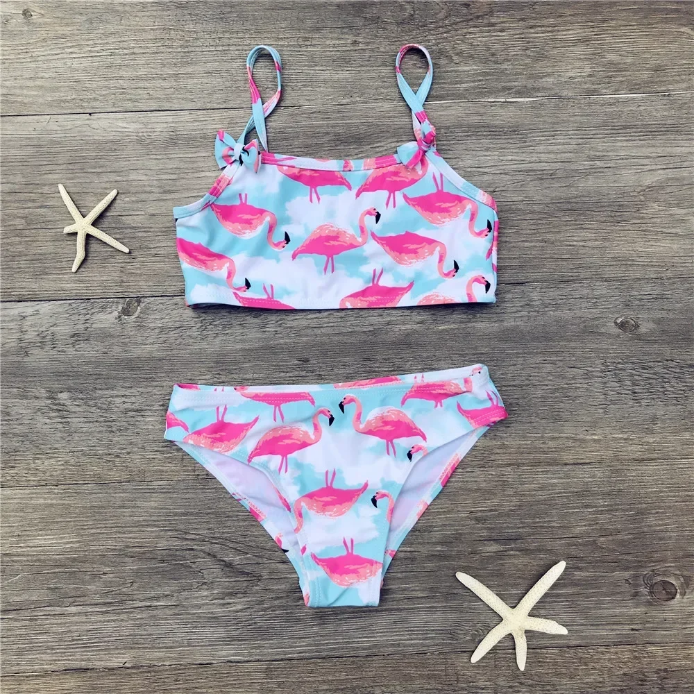Mädchen Bikini niedlichen Flamingo drucken zweiteiligen Beach wear Kind Split Bade bekleidung Badeanzug Baby Badeanzug für Kinder Baby Mädchen Biquini Image