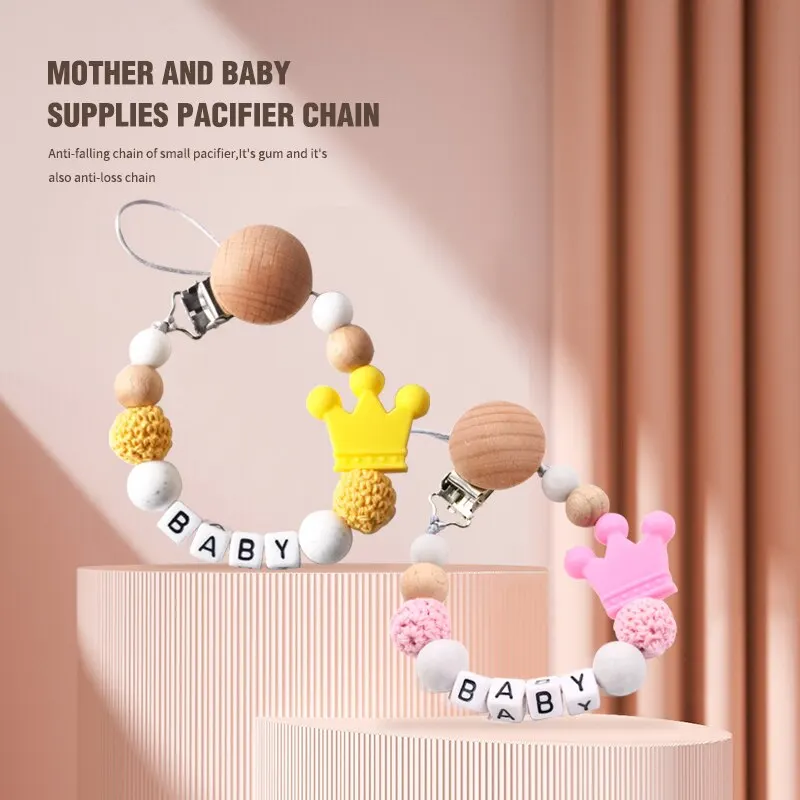 Baby Schnuller Clips Silikon Schnuller Ketten Handgemachte Kleinkind Beißring Zahnen Kette Nippel Clip Kauen Spielzeug Image