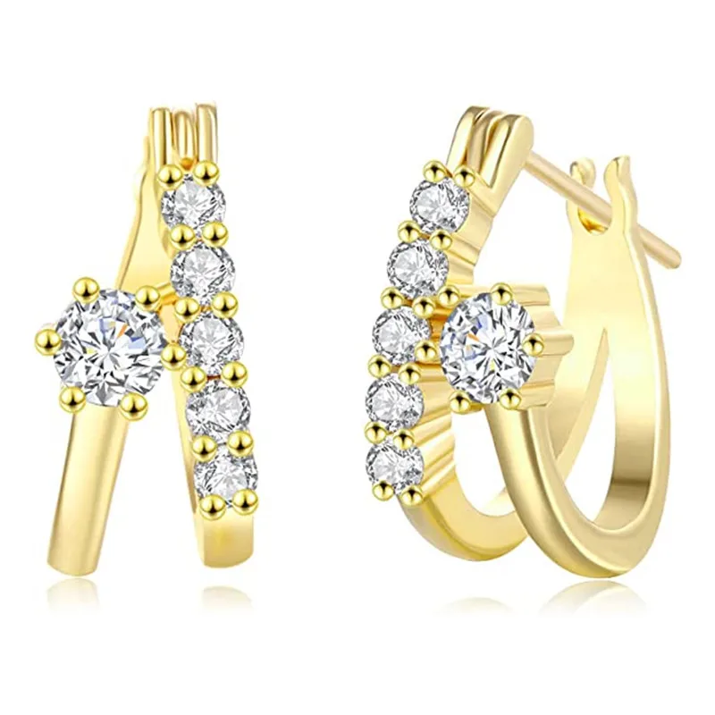 Huitan Neue Kreuz Hoop Ohrringe für Frauen Gold Farbe Einfache Stilvolle dame Ohr Ohrringe Moderne Trendy Weibliche Schmuck Dropshipping Image