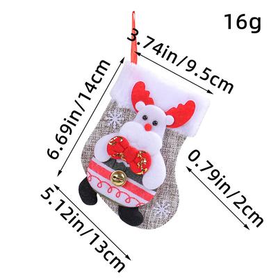 Cartoon Plush Christmas Stocking Ornaments, Santa Claus and Snowman Candy and Gift Pouch for Christmas Trees