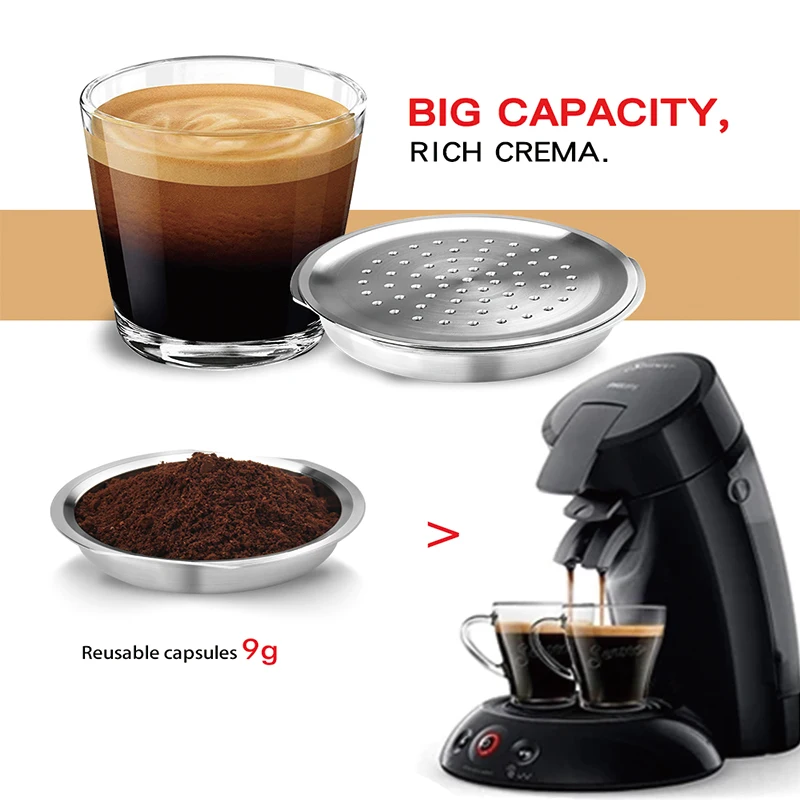 Kapsel Senseo wiederverwendbare Edelstahl-Kaffeekapselkappen für Philips Senseo Kaffeemaschine Kaffeefilter ICafilas Image