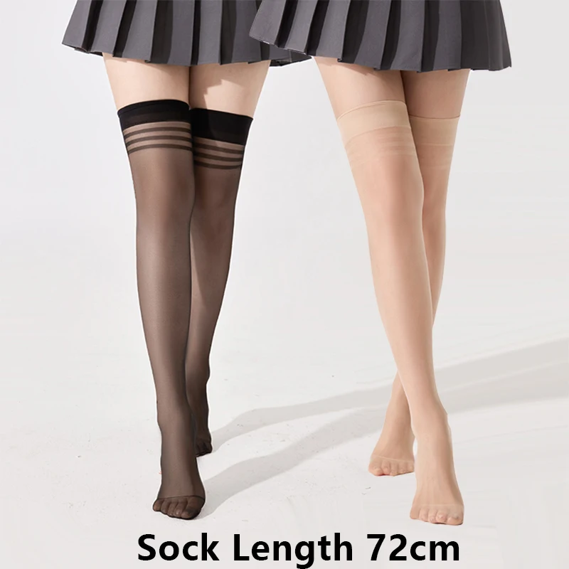 Kave 1 Paar transparente schwarze Oberschenkelstrümpfe für Damen, Knie-Oberschenkelstrümpfe, Strümpfe für Damen und Mädchen, Y2K-Straße über dem Knie, lange Strümpfe Image