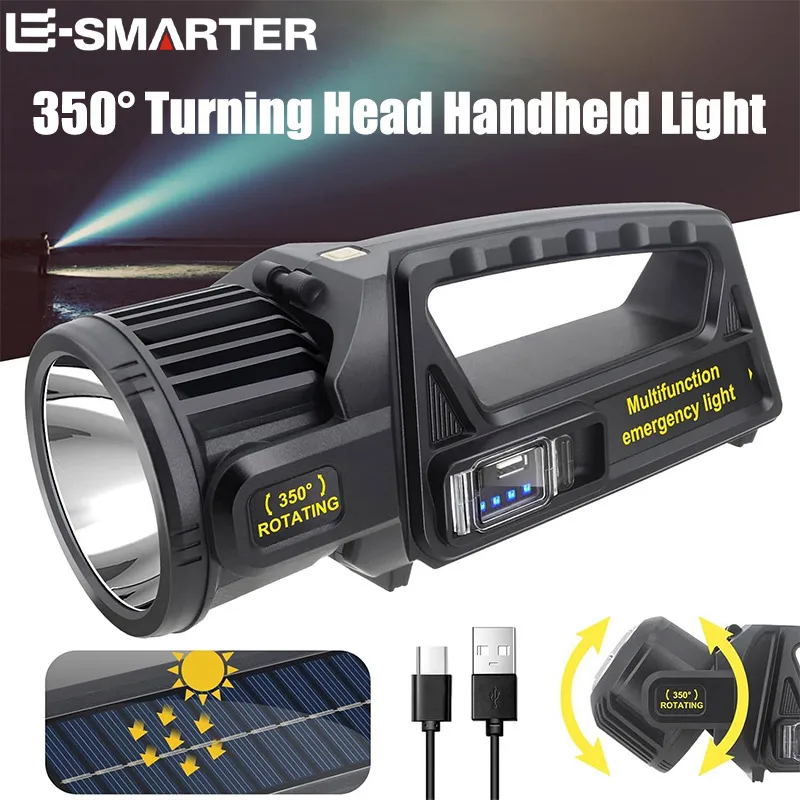 P50 Solar ladung tragbare leistungs starke LED-Taschenlampe Hands chein werfer USB wiederauf ladbare Scheinwerfer wasserdichte Taschenlampe Image