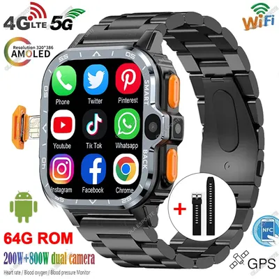 Android Smart Watch Männer GPS 16/64G Speicher HD Dual Kamera NFC SIM Karte WIFI Drahtlose Schnelle