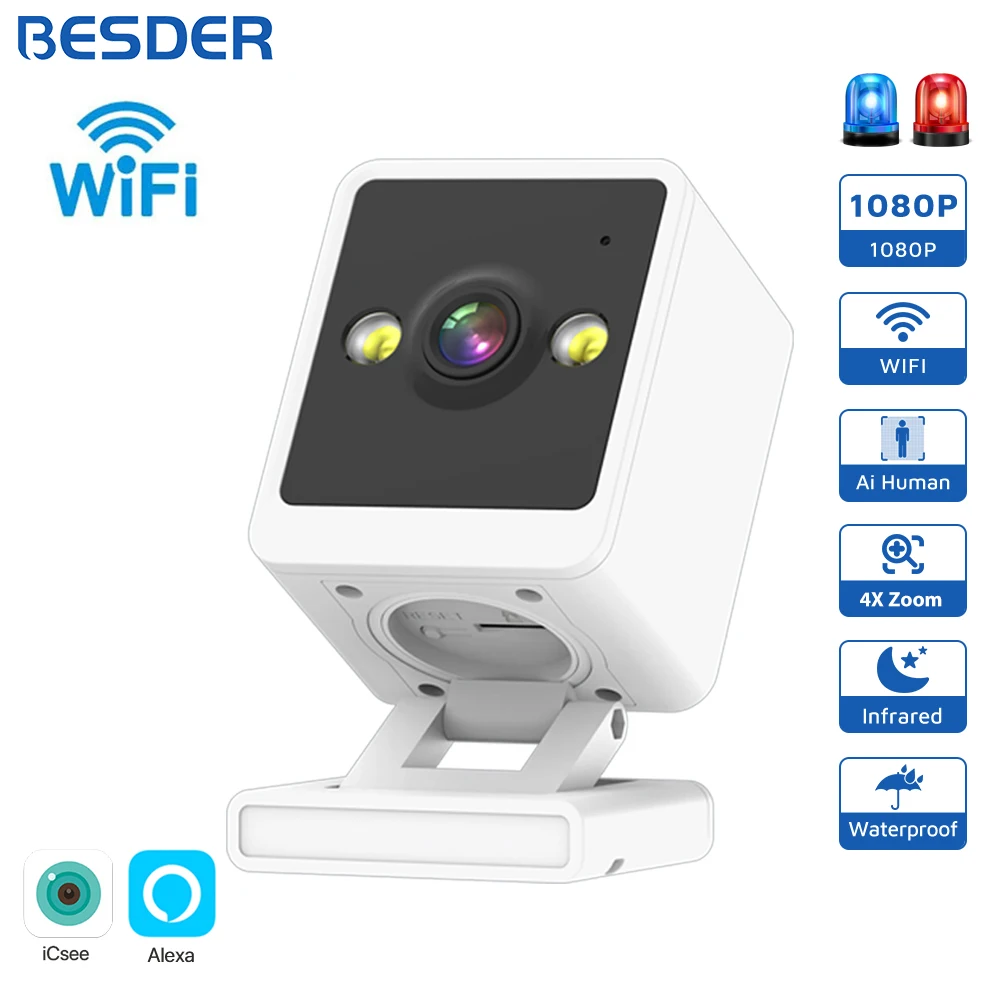 Besder Wifi Kamera IP 1080p Indoor Baby phone Farbe Nachtsicht Mensch erkennen 2mp CCTV drahtlose Überwachungs kamera icsee App Image