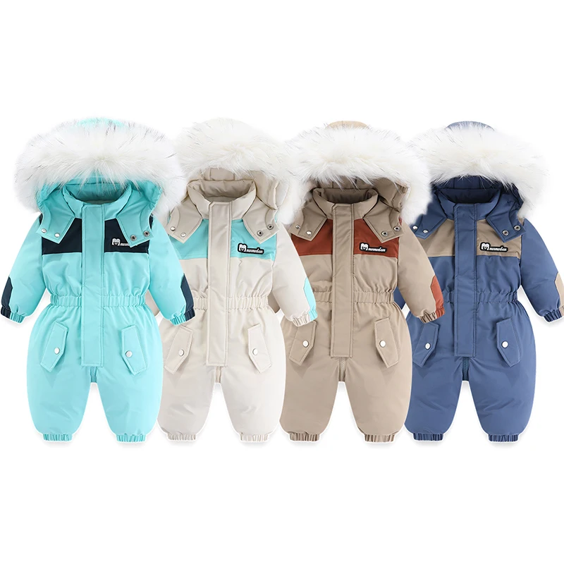 -30 Grad Winter Baby Ski Anzug Wasserdichte Baby Overall Verdicken Jungen Overalls Warme Kinder Kleidung Kinder Kleidung Set 1-5 jahre Image