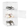 Transparente Box Organizer 3 Sätze stapelbarer Schuhs chrank mit magnetischer Tür für Schuhe bis Größe 46 Sportschuhe High Heel Spielzeug