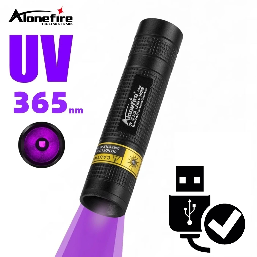 365nm Mini UV Led Schwarzlicht Taschenlampe USB Aufladbare Nagel lampe Pet Fleck Leckage Marker Erz Geld Skorpion Erkennung lichter Image