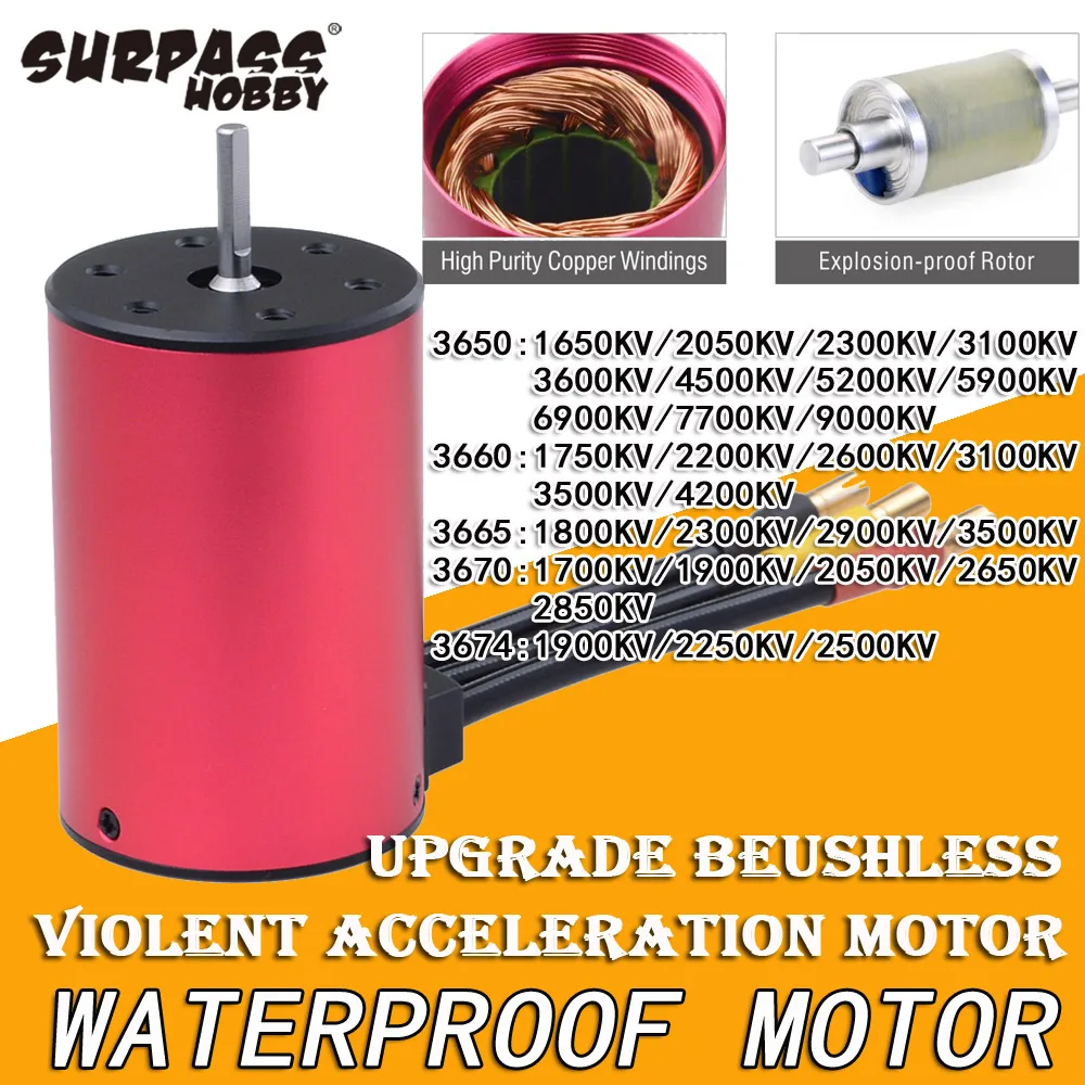 Surpass Hobby Wasserdichter bürstenloser KK 3650 3660 3665 3670 3674 Motor für 1/8 1/10 RC Car Drift Racing Off-Road Truck