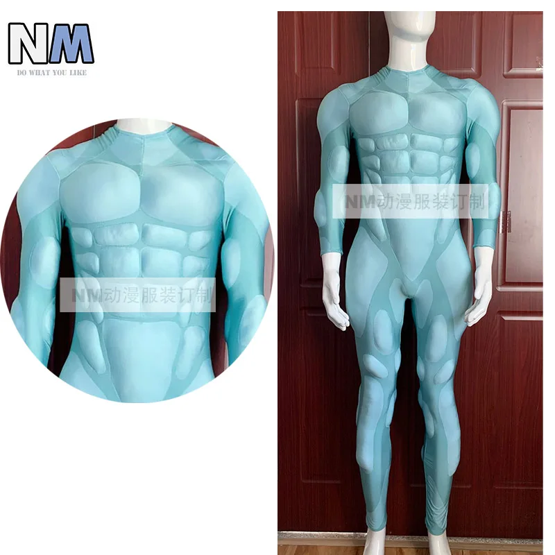 Hohe Qualität Licht Blau Muscle Polsterung Cosplay Kostüm Body Muscle Anzug Farbe Nach Maß Muscle Kostüm Image