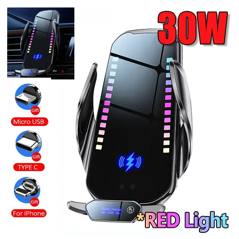 30W Magnetische Auto Drahtlose Ladegerät Auto Telefon Halter Halterung Für iPhone Samsung Xiaomi Infrarot Induktion Auto Schnelle Ladestation Image