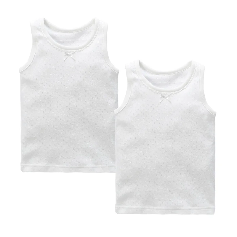 Baby Weiß Top Tanks Shirt Atmungsaktive Baumwolle Unterwäsche Größe 80-140 Kinder Bequeme Home Wear Kinder Singlet Shirt Image