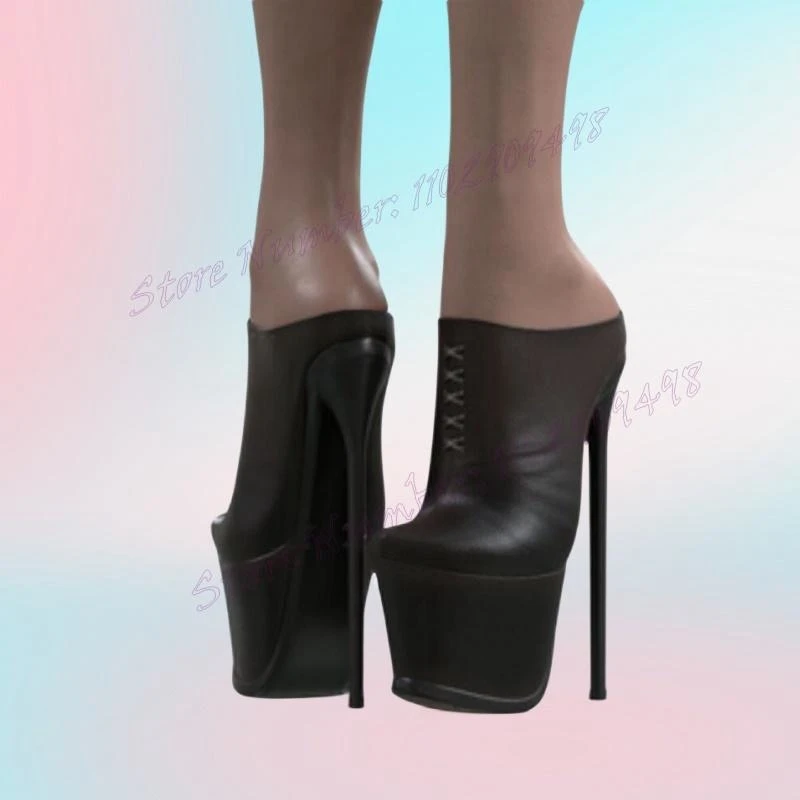 Schwarz extreme High Heels Plattform Pumps Cut Heels Schuhe für Frauen mattes Leder sexy Lady Party Schuhe Zapatos Para Mujere