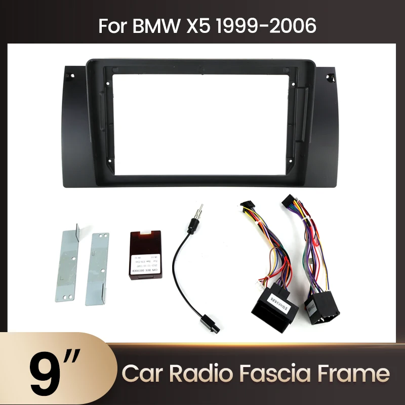 MEKEDE 9 zoll Auto Radio Gesicht Rahmen Für BMW 5er E39 X5 E53 M5 Fascia Stereo Panel Montage Kopf einheit Canbus Kabel Trim Lünette Image