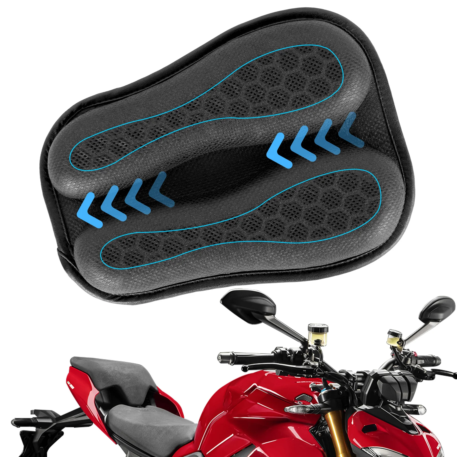 Motorrad Sitzkissen 3D Honeycomb Atmungsaktive Sitzpolster Stoßdämpfung Motorrad Gel Air Sitzpolster Motorrad Butt Protector