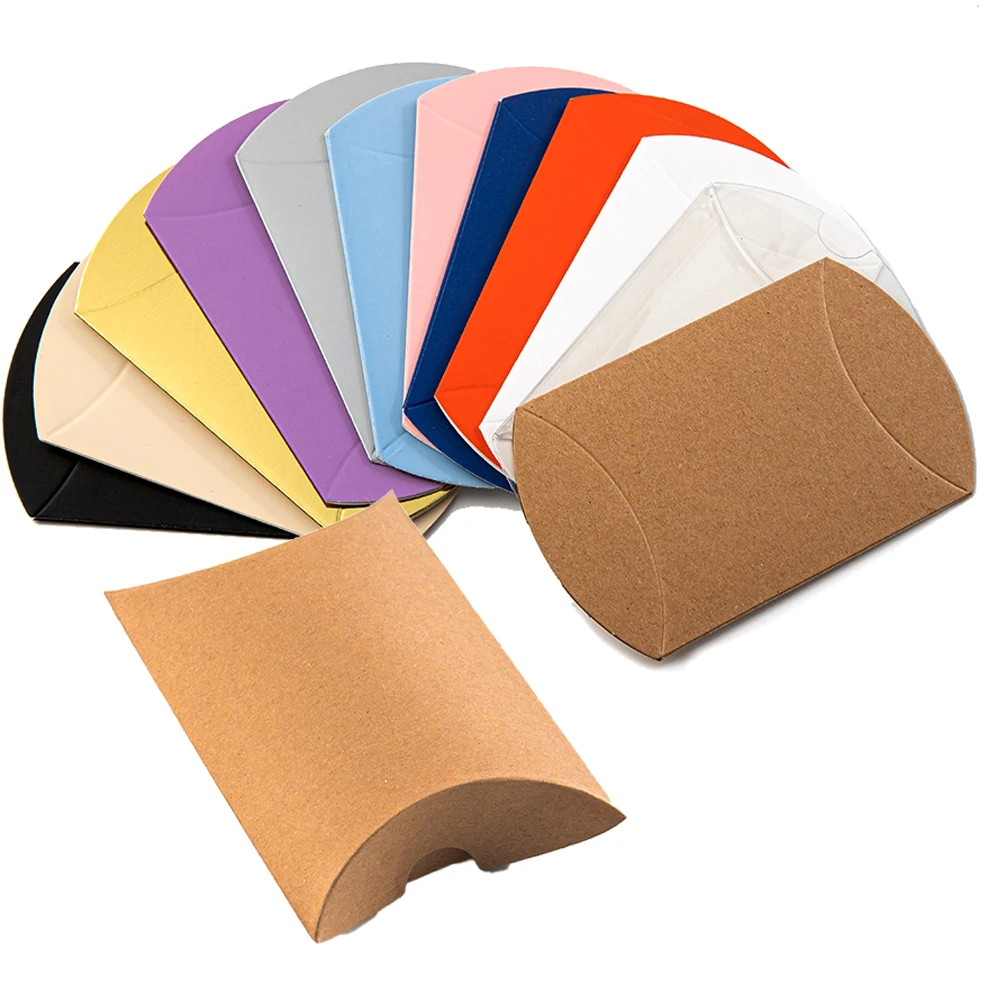 10 stücke Mini Kraft Papier Kissen Candy Box Faltbare Geschenk Box Für Bäckerei Schokolade Schmuck Display Verpackung Kleine Unternehmen Liefert Image