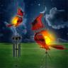 Outdoor Solar Powered Redbird Wind Chime Light Courtyard Garden Decoration Waterproof Metal Hanging Wind Chime Commemorative Lovebird Shaped Light 1PC