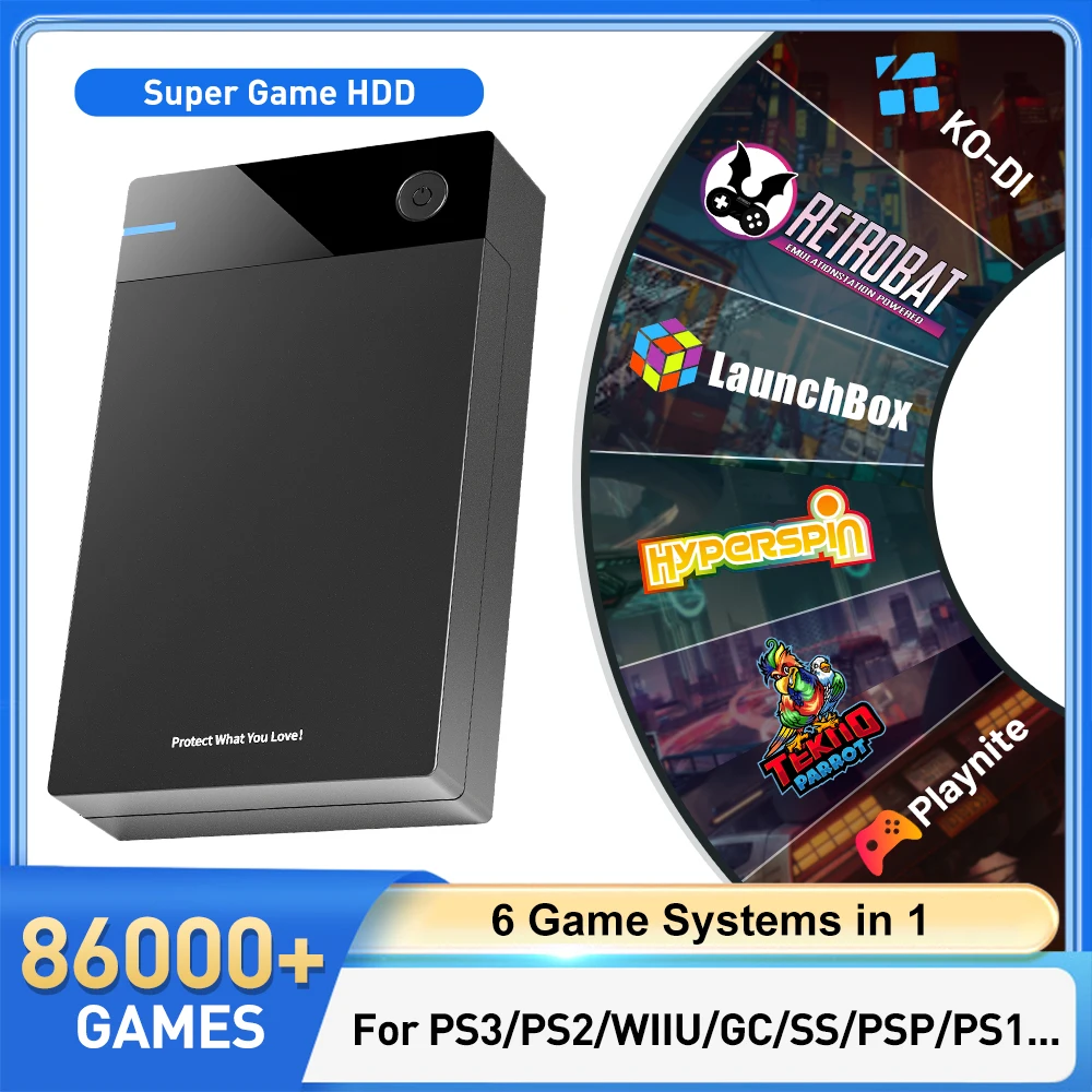 12 TB Gaming-Festplatte mit Hyperspin Launchbox Retrobat Playnite mit 86000+ Retro-Videospiele Superkonsole für PS3/PS2/PS/WII/WIIU Image