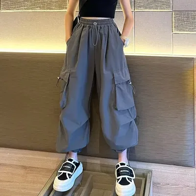 Teen Mädchen Jogger Hosen lose lässige Mode Kinder gerade Hosen Taschen Design trend ige coole Streetwear Kinder hosen 5-14 y