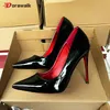 2025 neu Frauen Pumpen Sexy 12 cm Stilettos Shiny Schwarz Rot Innen Büro Damen Super High Heels Spitz Kleid schuhe Größe 45