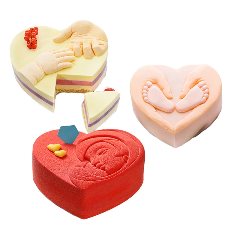 Single Cavity Familie Eltern Kind Thema Kuchen form Lebensmittel qualität Silikon Kuchen formen Mousse Formen Küche Dessert Backwerk zeuge Image
