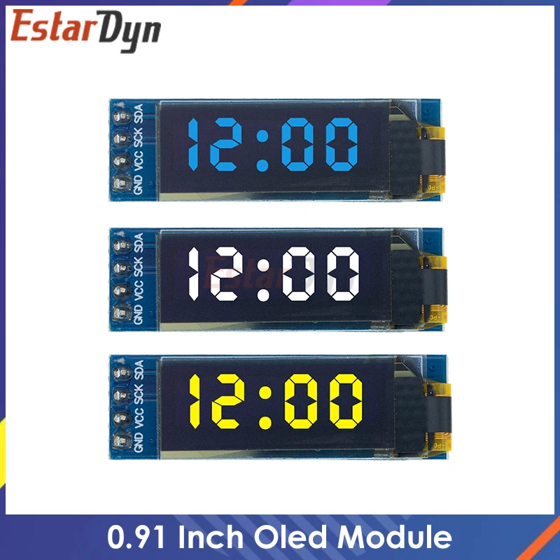 Estardyn 0,91 Zoll i2c oled Anzeige modul weiß/blau/gelb i2c oled Bildschirm treiber DC 3,3 V ~ 5V für Arduino Image
