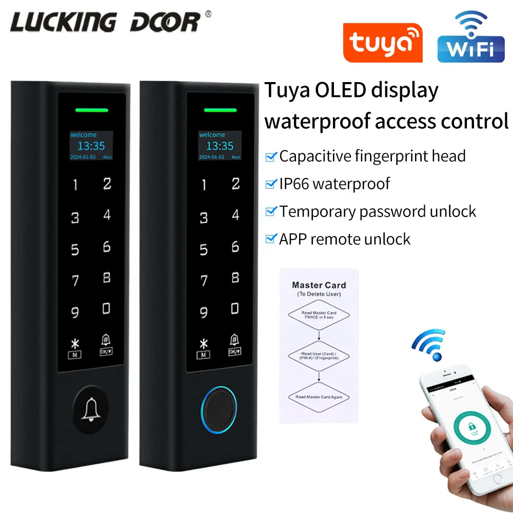 Tuya Wifi Biometrische Fingerprint Access Control Intercom System Maschine Digitale Elektrische RFID Code System Für Türschloss Schlüssel Tags Image