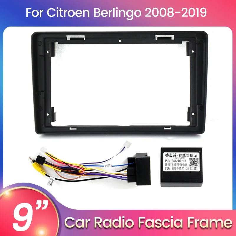 9''Autoradio Blende Rahmen adapter für Citroen C2 C3 2014-2016 Berlingo 2014-2017 Hea dunit Montage Armaturen brett Stromkabel Canbus Image