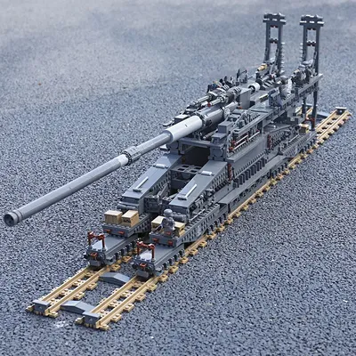KAIZHI K10005 WW2 Deutschland Eisenbahn Schwere Artillerie Tank Modell Militär Waffe Serie DIY Spielzeug Bausteine Geschenk Für Jungen Image