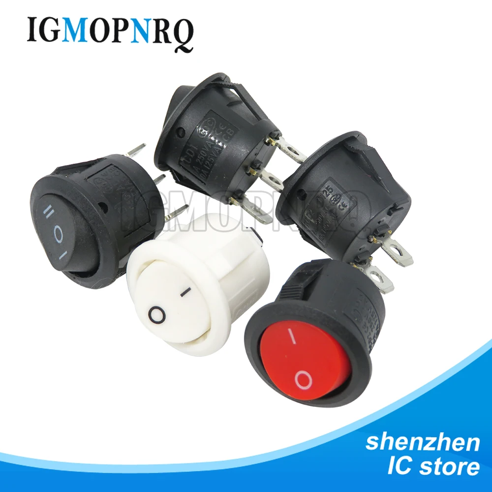 5 Stück Druckknopf schalter 20mm spst 2pin 3pin 3a 250v KCD1-105 kdc1 fdkjgecf Snap-In ein Aus runder Wipp schalter schwarz rot weiß Image