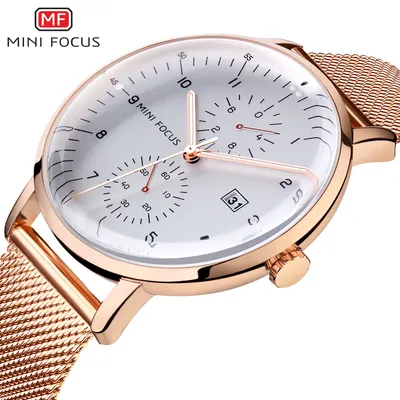 MINI FOKUS Luxus Marke herren Uhr Mode Lässig Quarz Uhren Edelstahl Mesh Gürtel Armbanduhren